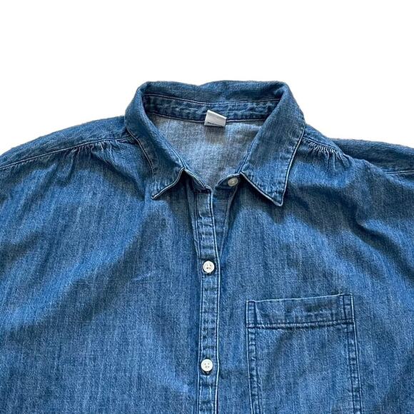 Old Navy Denim Short Sleeve Button Down Collared Shirt Dress, Medium Wash, S - Picture 3 of 11